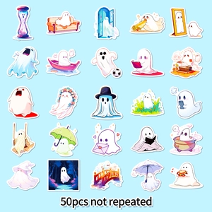 50 pieces of assorted waterproof cartoon ghost stickers for laptop and scrapbooking
