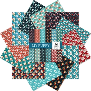 12 feuilles de papier scrapbooking 6x6 pouces avec motifs de chiens de Noël pour DIY