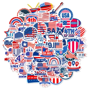 Set mit 50 patriotischen US-Flaggen-Aufklebern mit Freiheitsstatue und Adler für den 4. Juli