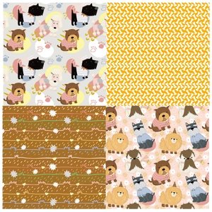 Collage of four cute dog themed scrapbooking patterns including puppies and bones