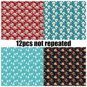 Lot de 12 feuilles de papier à motif caniche de Noël pour scrapbooking et loisirs créatifs