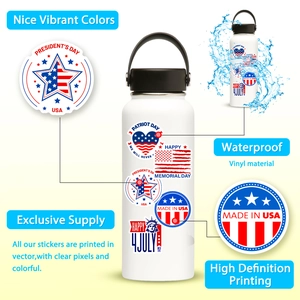 Wasserdichte Vinyl-Aufkleber mit US-Flagge und hochauflösendem Druck auf einer Trinkflasche