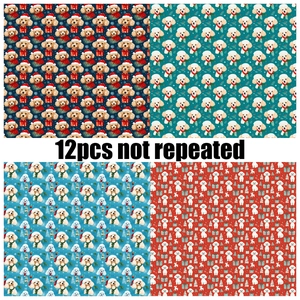 12 feuilles de papier de scrapbooking 6 pouces avec motifs de caniches de Noël DIY