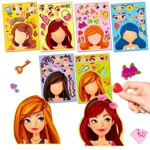 Children's DIY Princess Face Changing Stickers Cartoon Puzzle Journal Decorative Stickers For Kids Creative Handicrafts
