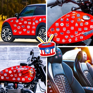 USA-Aufkleber angebracht an Karosserie und Motorradtank für die Dekoration zum 4. Juli