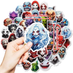 50pcs waterproof vinyl horror graffiti stickers for Halloween featuring skulls and ghosts