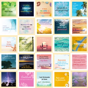 Set mit 25 ästhetischen quadratischen Aufklebern mit inspirierenden englischen Zitaten