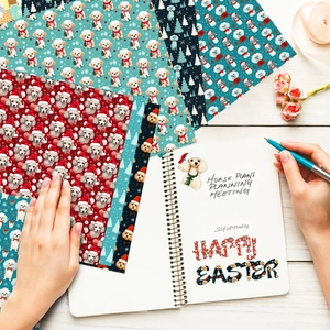 Détails de papier à motif de caniche de Noël pour scrapbooking et loisirs créatifs