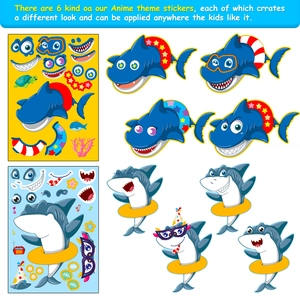 DIY shark face stickers for kids with creative mix and match ocean animal accessories