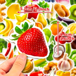 Bunte Obst und Gemüse Aufkleber Set mit realistischem Erdbeere Design für Kinder