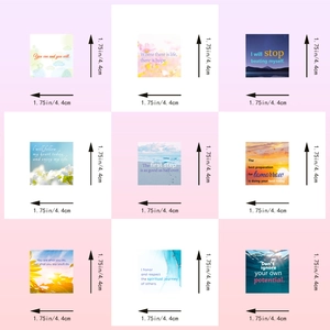 9er-Set quadratische Motivationssticker mit Naturmotiven und 4,4 cm Größenangabe