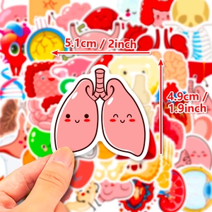 Cute Cartoon Human Organs Stickers For Kids Waterproof Vinyl Decals For Laptop Scrapbooking School Learning Supplies Decoration