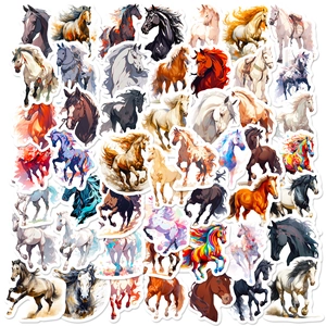 Autocollants de Graffiti de Cheval Imperméables pour Enfants Décalcomanies en Vinyle d'Animaux pour Ordinateur Bagages Skateboard Bouteille d'Eau DIY Décoration