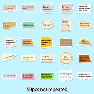 50pcs unique inspirational English quote stickers for laptops and luggage decor