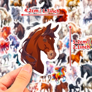 50 autocollants de chevaux mignons pour enfants, décalcomanies en vinyle pour bagages