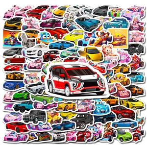 Cool cartoon racing car stickers pack for kids with colorful sports car graffiti designs