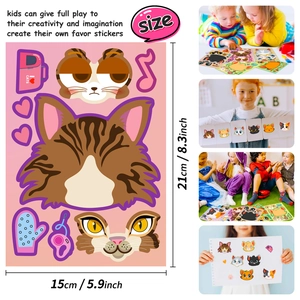 Detail of 15x21cm cute cat face-changing stickers with creative DIY decoration elements
