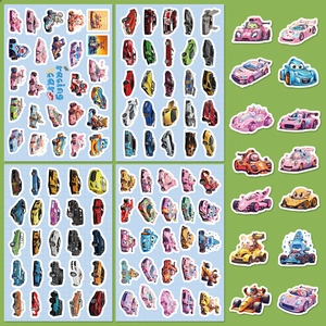 Racing car sticker set with 100 colorful cartoon and realistic sports car designs for kids