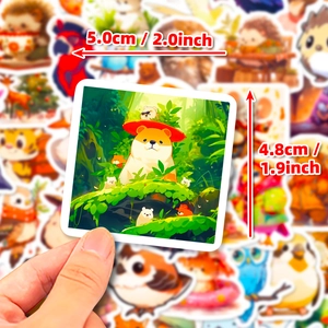 Cute animal cartoon stickers for kids featuring owls and bears, 2.0x1.9 inches size