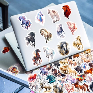 Lot de 50 autocollants de chevaux colorés pour décoration d'ordinateur et de valise