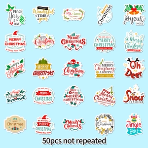 Lot de 50 stickers de Noël uniques avec Père Noël et rennes pour décoration de fête
