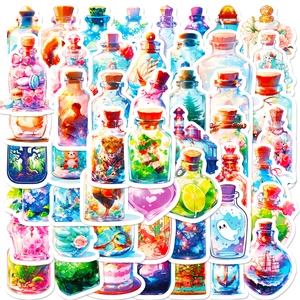 Waterproof PVC Decorative Stickers Fantasy Flower Bottle Illustration DIY Decals For Laptop Luggage Helmet For Students Kids