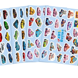 Set of 100 colorful cartoon racing car stickers for kids rewards and DIY decoration