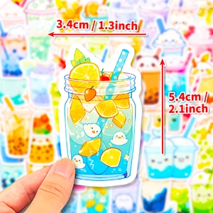 Schattige bubble tea sticker waterbestendig 3,4x5,4cm voor telefoonhoesjes en drinkflessen