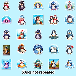 50 adesivi di pinguini carini per decorare laptop e bottiglie d'acqua