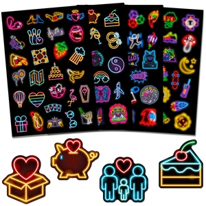 Neon Style Cartoon Mix Stickers For Children Waterproof PVC Decorative Decals For Laptop Water Bottle Party Favors Reward Stickers