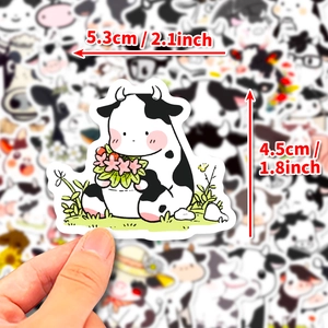 Simpatici adesivi con mucche per valigie, decalcomanie impermeabili animali bianco e nero
