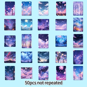 Set of 50 non-repeating dreamy starry sky decorative stickers for scrapbooking and DIY