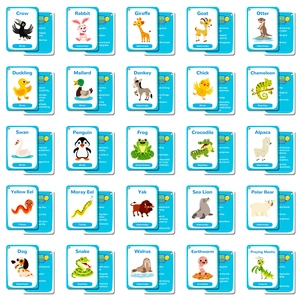 Educational animal phonics flashcards for kids, set of 25 colorful cards on white background