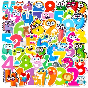 Autocollants Chiffres Arabes Monstre Dessin Animé PVC Imperméable DIY Récompense Pour Enfants Étudiants Scrapbooking Décor