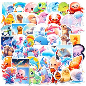 Autocollants de Dessins Animés d'Animaux Marins pour Ordinateur Portable Skateboard Bagage Décoration DIY Cadeau Enfant Design Imperméable