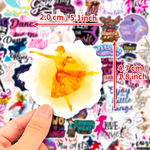 Waterproof watercolor ballet dancer stickers for laptops and guitars featuring bright yellow tones
