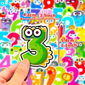 Autocollant chiffre 3 coloré pour enfants, format 4,8x5,4cm pour récompense scolaire