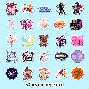 50pcs waterproof dance and music stickers set for guitars laptops and skateboards
