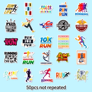 Set di 50 adesivi impermeabili per corsa e maratona per borracce e computer portatili