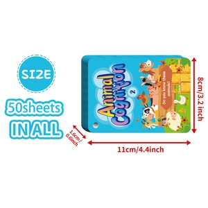 50 English phonics animal cognition cards for kids early education 11x8x1.6cm