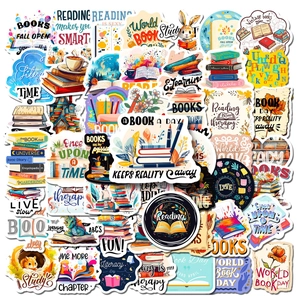 Reading Theme Decorative Stickers For Laptop Water Bottle Suitcase Vinyl Waterproof Aesthetic Book Stickers For Students Adults