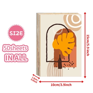 Set of 50 modern boho wall collage cards with abstract geometric designs in warm tones