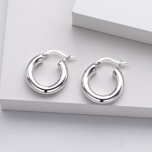 Boucles d'oreilles créoles minimalistes en argent sterling S925 style punk chic