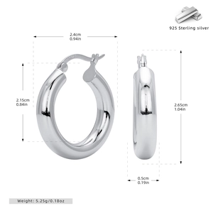 Tableau de mesure détaillé des boucles d'oreilles créoles en argent massif S925