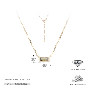 Detail showing 925 sterling silver chain dimensions and 5A grade zircon pendant size