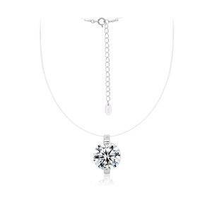 S925 sterling zilveren zeemeermin traan onzichtbare ketting met sprankelende zirkonia steen