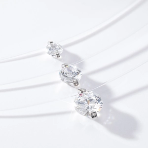 S925 sterling zilveren zeemeermin traan zirkoon hanger aan onzichtbare ketting