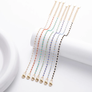 Minimalist S925 sterling silver bracelets with colorful beads and gold plated chains