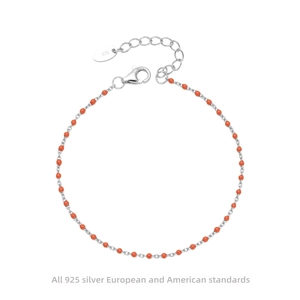 Minimalist 925 Sterling Silver Colorful Enamel Bead Bracelet For Women Adjustable Thin Chain Bracelet Jewelry Gift