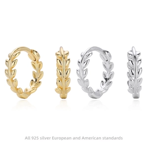 925 Sterling Zilveren Olijftak Blad Huggie Oorbellen Voor Vrouwen Goud Zilver Verguld Verfijnde Minimalistische Sieraden Cadeau